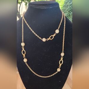 Gold Tone Crystal Bead Necklace Rare